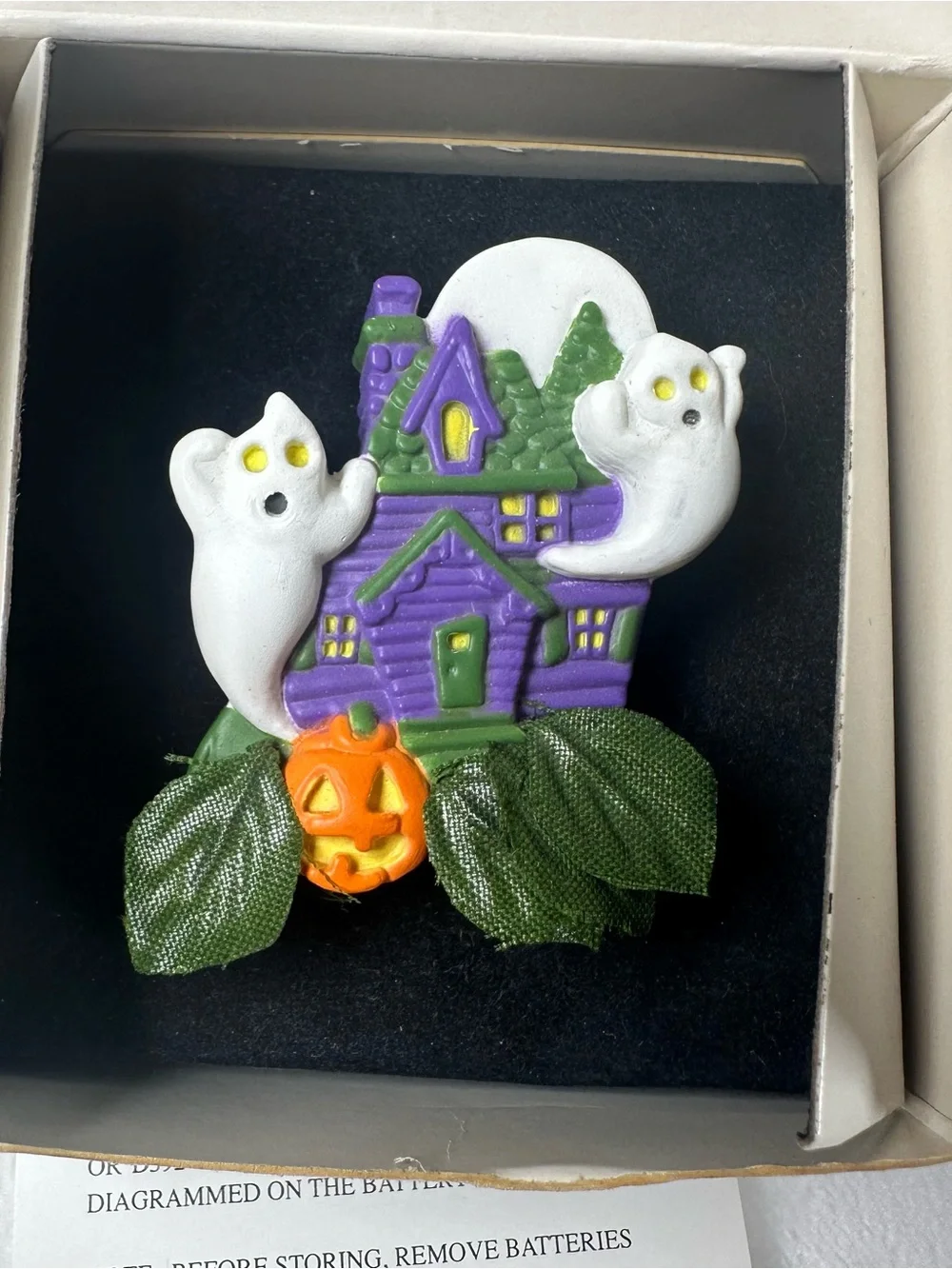 Halloween Haunted House Pin with Ghosts and Jack-o'-Lantern